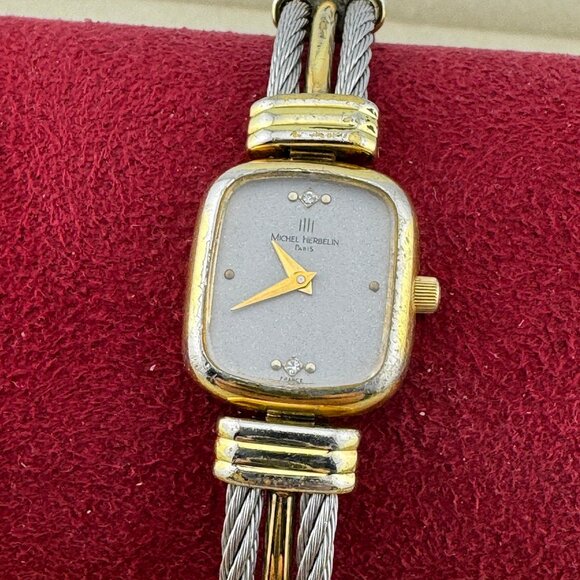 Vintage Michel Herbelin Paris 2 Tone with Stainless Steel Cable European Brand - Picture 2 of 9